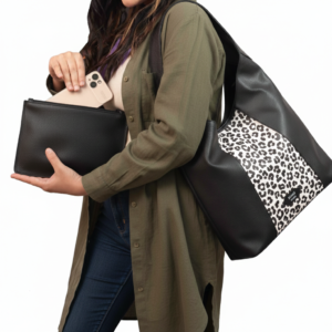 Home tessa hobo bag black leopard print