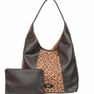 Home tessa hobo bag black leopard print
