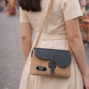 Home handcrafted jute & vegan leather elegant sling bag